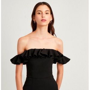 French Connection Navy Ruffle OTS dress